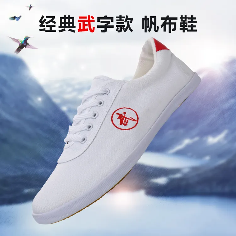 太极鞋武术练功晨练运动鞋男女通用牛筋底防滑透气帆布鞋工作鞋女