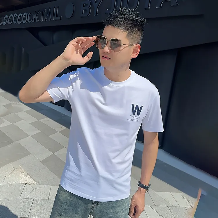男士短袖修身T恤男款时尚短袖半袖打底衫日常棉料T恤青年夏季潮流
