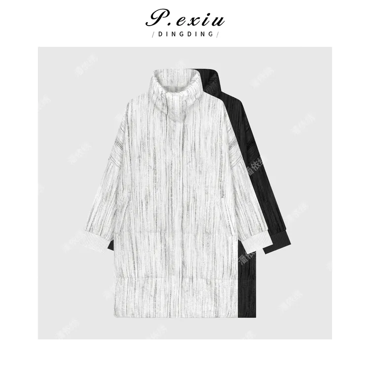 进口白鹅绒肌理感时髦高级中长款立领鹅绒服 ZFD122