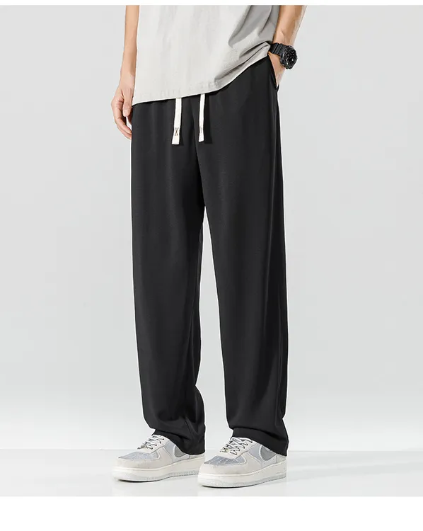 2025星级纹男装夏季薄款休闲裤松直筒裤帅气百搭显瘦垂坠感夏凉款