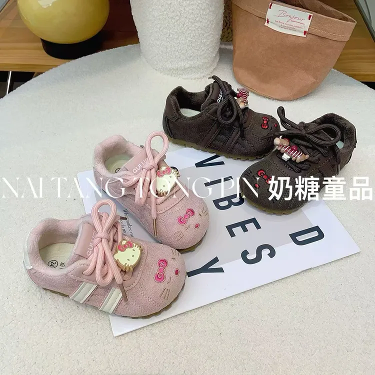 【奶雾粉咖】冬季新款儿童运动鞋卡通可爱徳训鞋女宝公主学步阿甘鞋