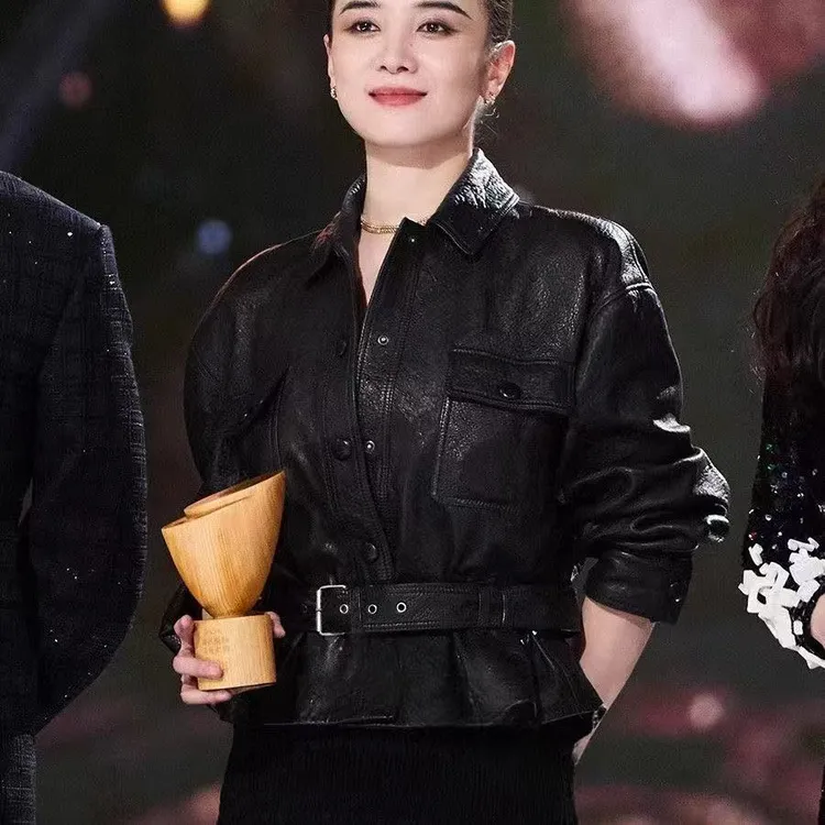 宋佳杨树林同款皮衣女时尚外套网红短款休闲百搭女士黑色设计师