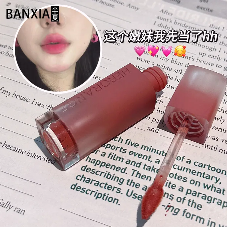 冷感韩妹色！空气柔雾哑光唇釉不易沾杯雾面显白持久显色平价唇彩
