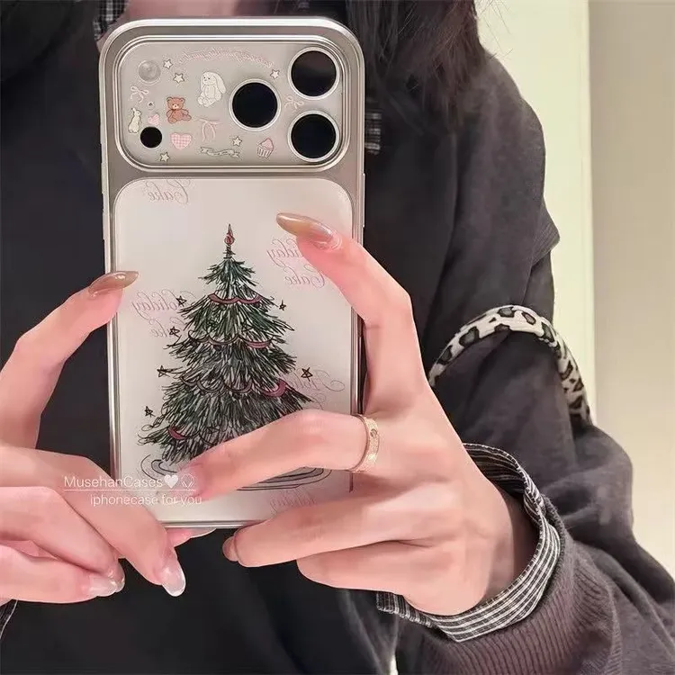 粉色圣诞树适用苹果17手机壳13/14ProMax卡通iPhone16/INS风17P