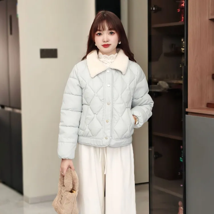 西米家【马卡龙】小个子棉服女2025年冬季新款时尚纯色简约显瘦外套