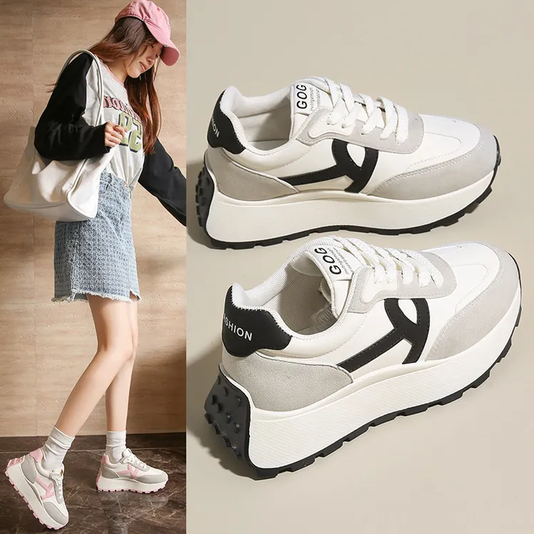 新款ins韩版小白鞋女潮厚底增高学生跑步运动百搭休闲鞋