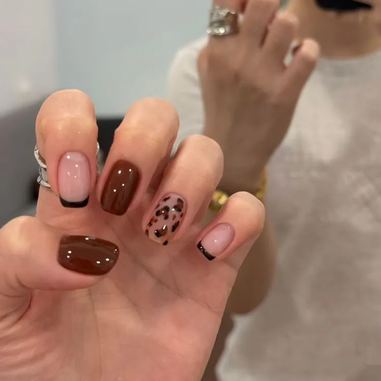 【吉普赛女郎】甜酷秋冬美拉德豹纹显白美甲短款穿戴甲手工可拆卸