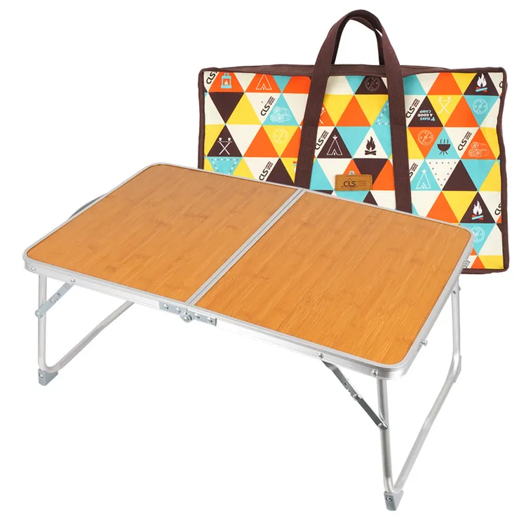 迷你折叠桌户外野营竹木竹板桌便携手提野餐烧烤露营床上电脑桌