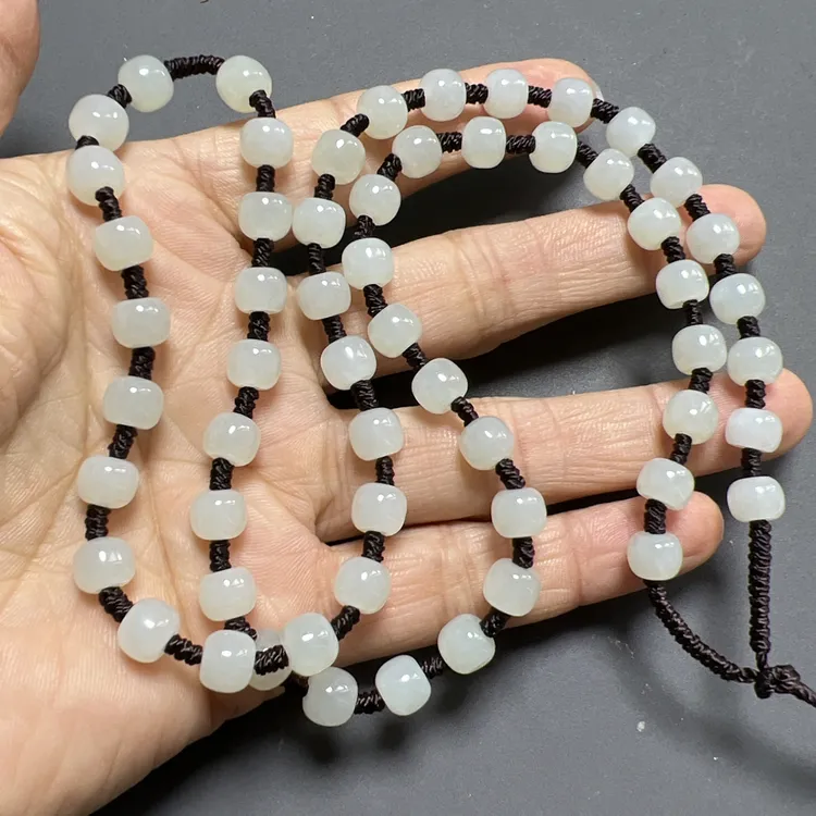 天然和田玉白玉挂件链 卡7mm左右