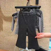 5510质感灰色软软磨毛加厚儿童鱼尾喇叭裤