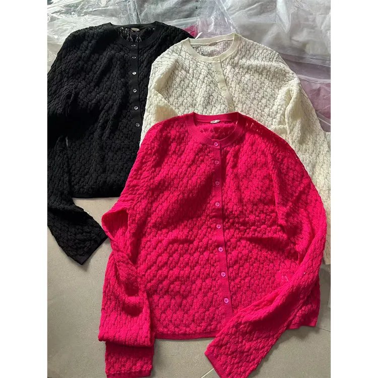 《点睛之笔开衫》JING春季新500圆领羊毛开衫女纯色百搭长袖上衣