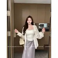 XD品991009温与柔【流光汤汤裙】瘦吊带灵动缎面鱼尾裙套装