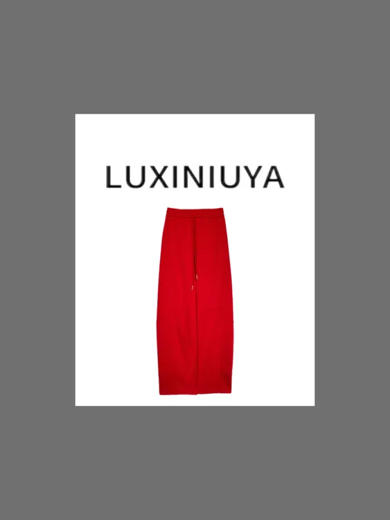 【LUXINIUYA】主权红裤 新款宽松慵懒弯刀抽绳休闲裤#QDK253