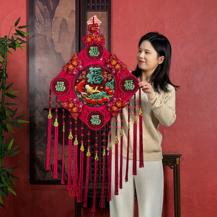 故宫红F【柿柿如意】中国结挂件客厅玄关新年装饰福字背景 M39F-5Y
