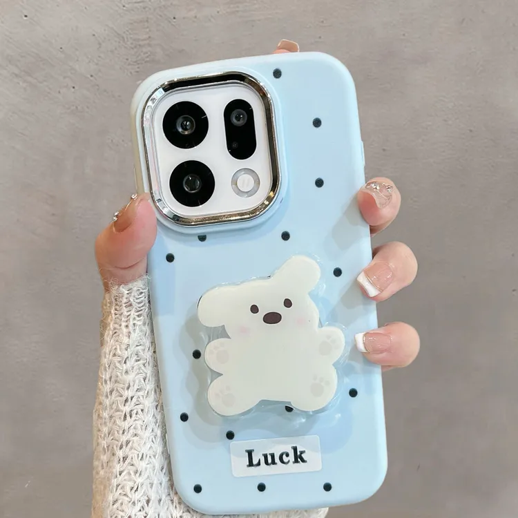 适用于oppofindx9手机壳findx9pro镜头不包plj110波点小狗带支架