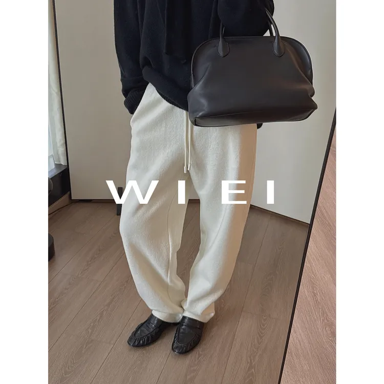 《WI EI》超模裤*羊毛针织舒适松紧系带休闲裤西裤W25402223