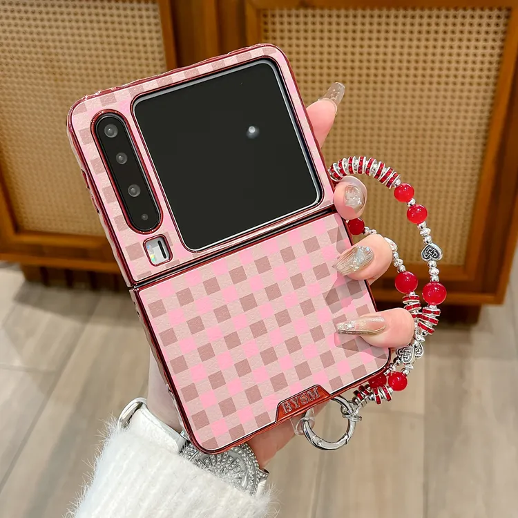 适用华为purax手机壳红色电镀复古玫瑰可露丽pocket2折叠女保护套