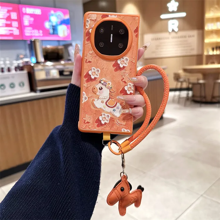 guyo橙色花环马适用于华为matex7折叠x3手机壳matex6斜挎绳matex5