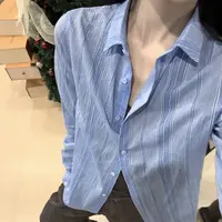Maritimam Nebulam【淡蓝星海】精致小方领肌理感竖条纹衬衫 SZ2410