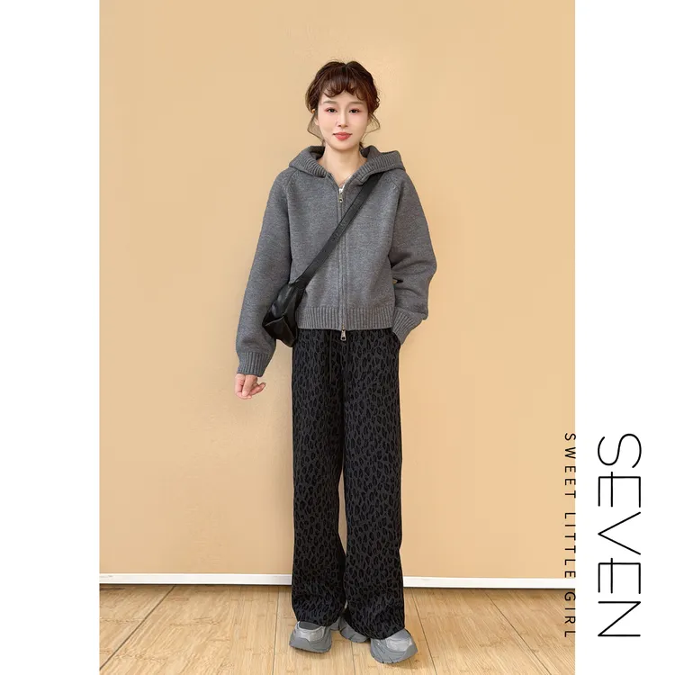 ⑦七七146小个子冬季保暖厚款连帽针织毛衣外套女新款开衫小美说