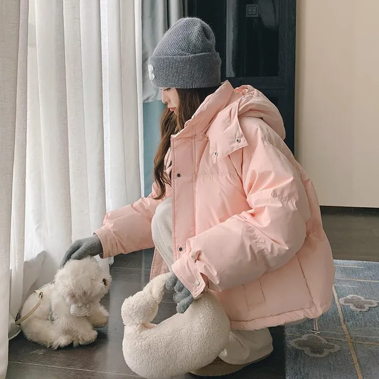 奶fufu粉色羽绒棉衣女2025新款小个子棉袄冬季加厚短款面包服学生