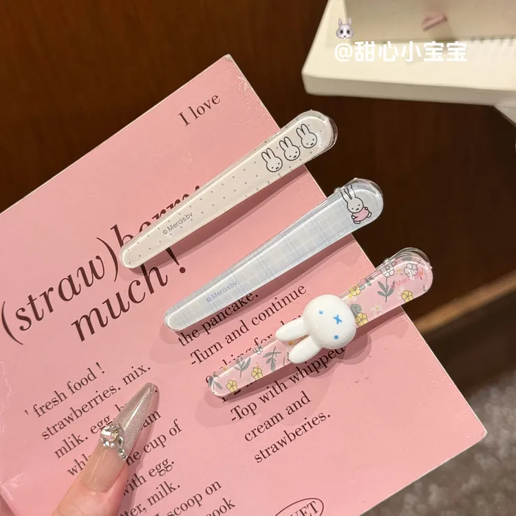 米菲兔卡通鸭嘴少女侧边一字可爱甜美发夹发饰百搭刘海