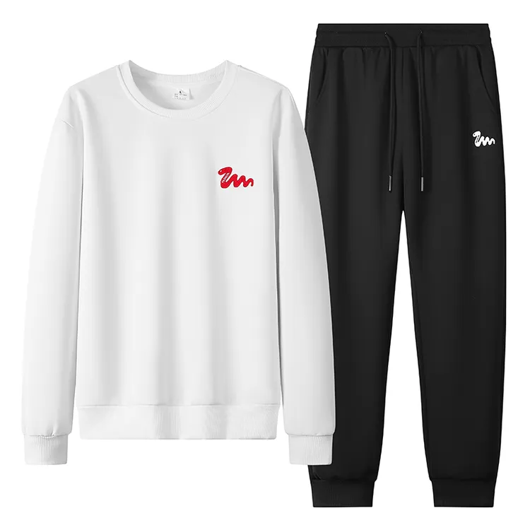 套装秋季健身时尚宽松户外男士休闲运动刺绣透气长袖圆领卫衣潮