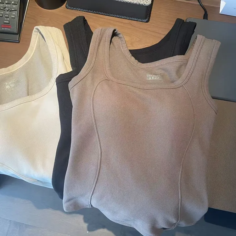 宿慕/SUMU 冬季新款修身通勤显瘦保暖背心瑜伽百搭舒适上衣9998