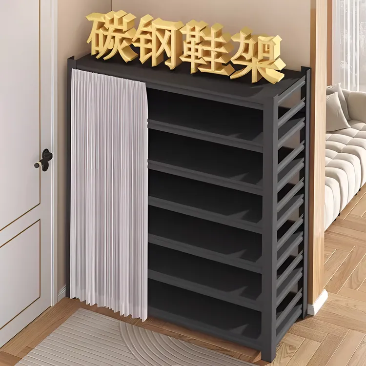 【别走送防尘帘】新款家用钢制鞋架门口鞋子收纳架玄关入户门后鞋柜