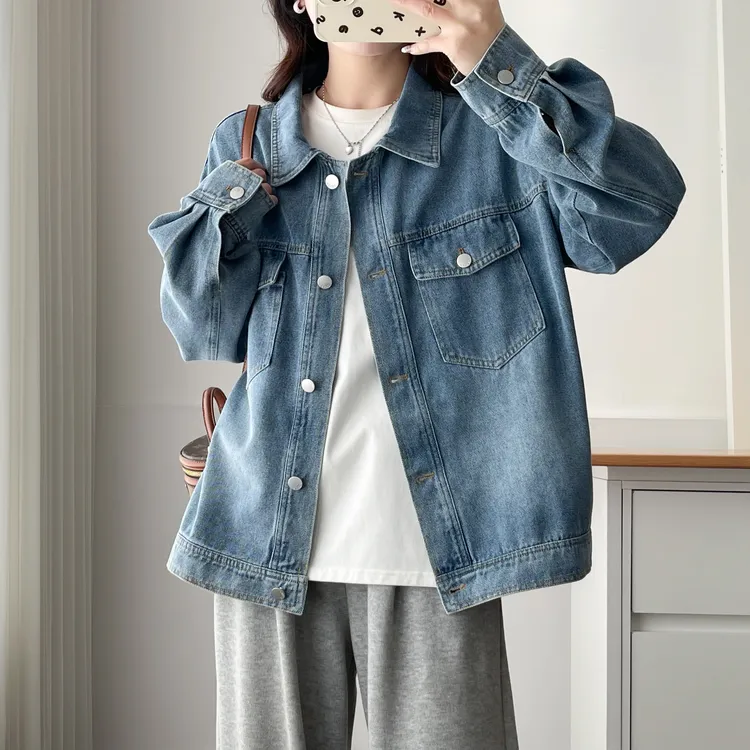 【经典牛仔衣】微胖大码春秋款百搭显瘦宽松减龄韩版ins牛仔外套