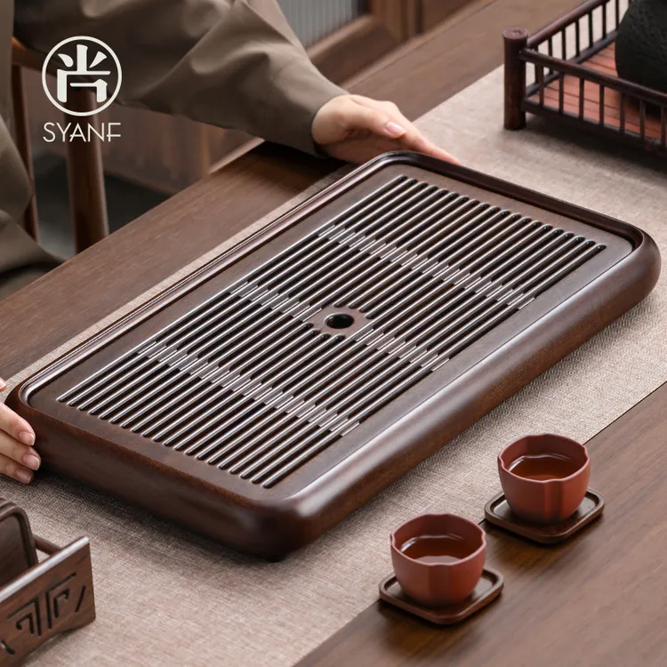 黑檀实木茶盘家用客厅蓄排两用茶托盘高端茶台茶海功夫茶具干泡盘