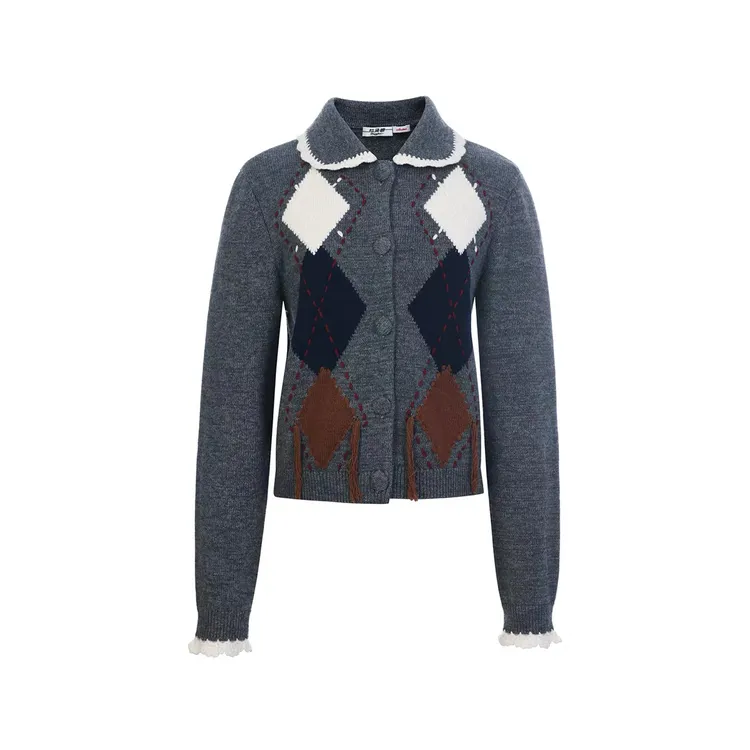 LeFame/拉飞姆2026早春新品手工提花菱形格纹针织LF26C11ZC105