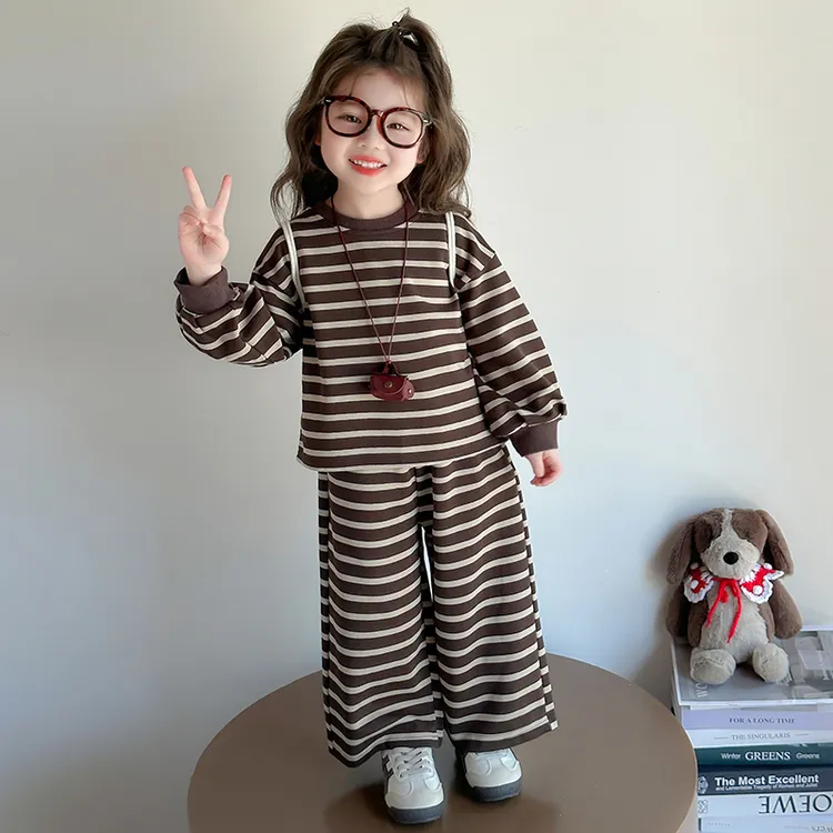 女童套装2025新款秋装洋气时髦超好看纹女宝宝韩版网红休闲两件套
