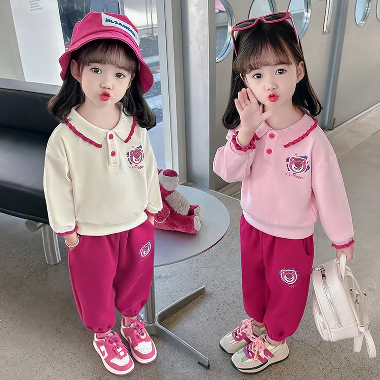 套头韩版女常规女童速干印花套装时髦秋季洋气女宝