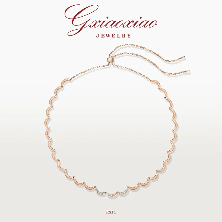 G XIAOXIAO 镀K金【波浪缀星】时尚轻奢高级波浪项链 RX11 RX12