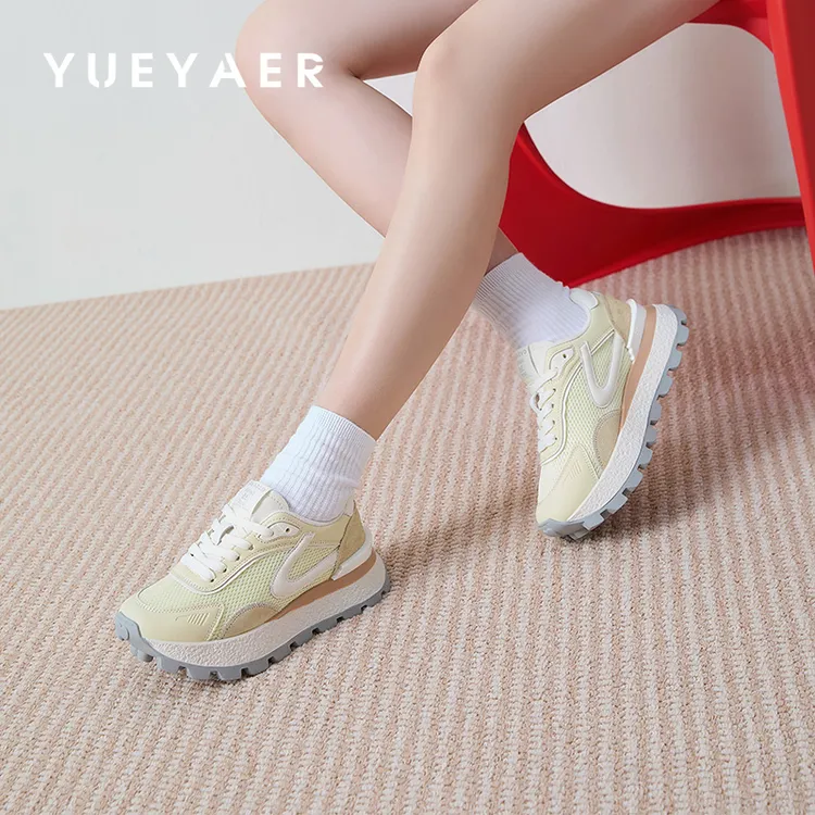 月芽儿阿甘鞋女鞋2025年秋季新款复古风德训鞋网面透气运动休闲鞋