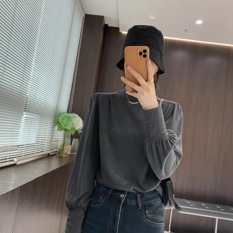 IMFLY金小金自制女装 磨毛打底DYW10072秋冬设计感法式立领内搭