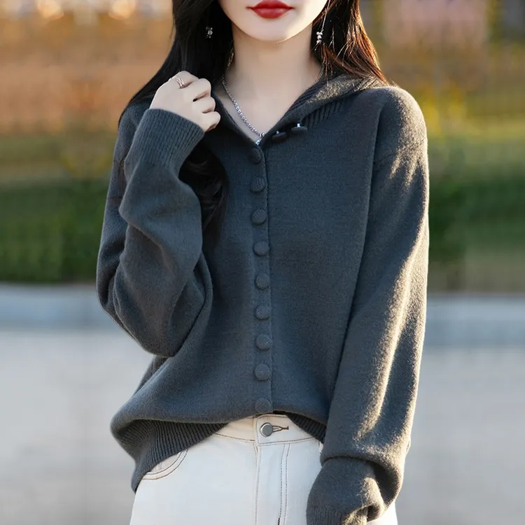 胖mm春秋大码连帽卫衣女宽松2025新款高级感针织开衫短款毛衣外套
