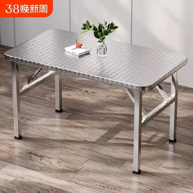 不锈钢折叠桌长方形家用餐桌吃饭桌子长桌小方桌摆摊长条小户型新