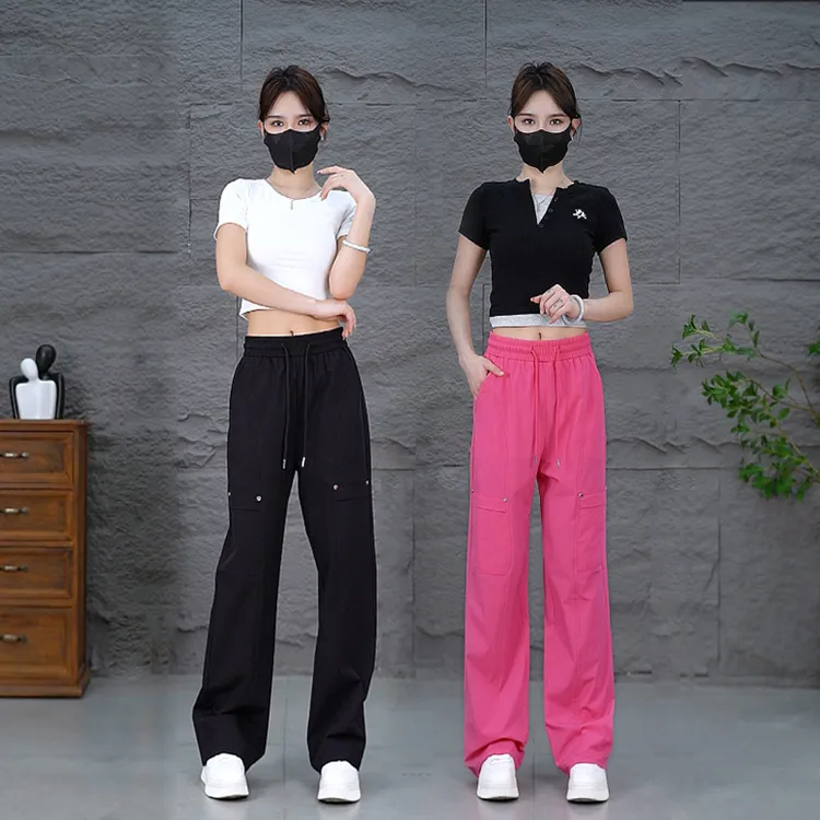 凉感直筒工装裤女2025新款速干显高显瘦夏季美式街头休闲运动裤