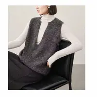 欧洲站2025秋季洋气时尚设计感深V领叠穿百搭亮片针织衫背心5147