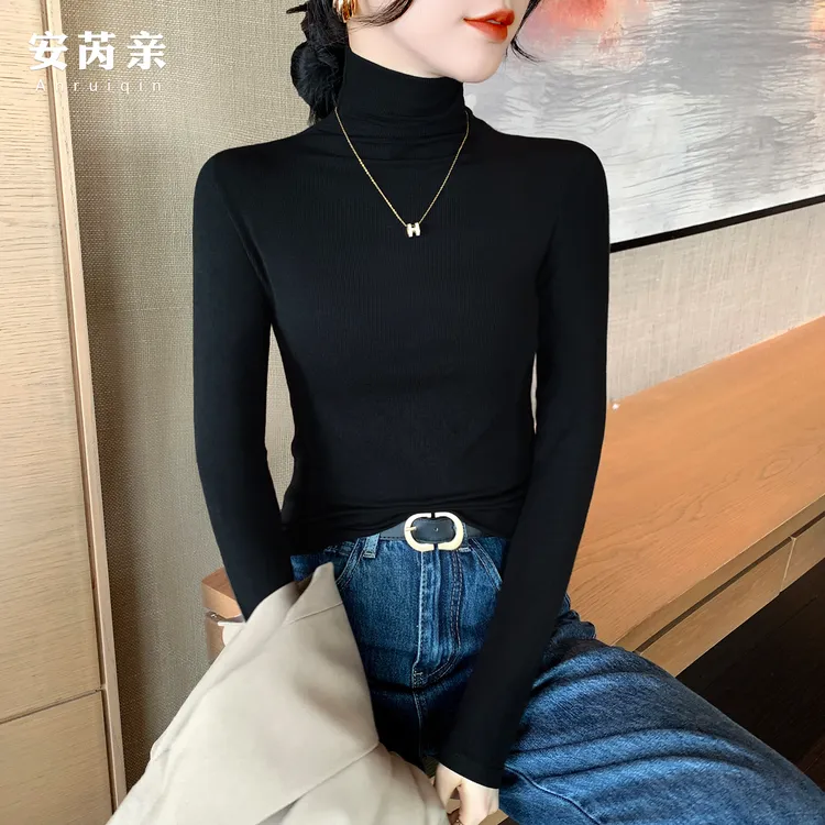 高领打底衫女秋冬季内搭2025新款修身洋气长袖高级感黑色针织上衣