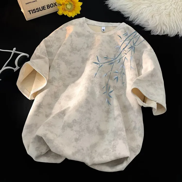 国潮扎染短袖t恤男夏季印花潮牌ins高街宽松圆领半袖情侣款男生