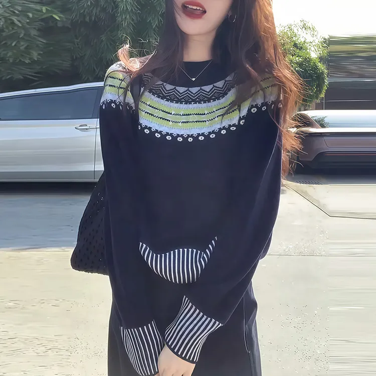 SJ-KS法式气质时尚针织衫女装2025秋季新款设计感小众上衣女