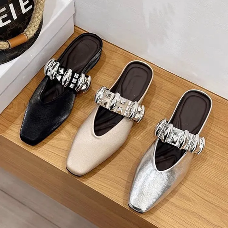 法式内增高包头半拖鞋女夏外穿2025新款高级感穆勒鞋一脚蹬凉拖鞋