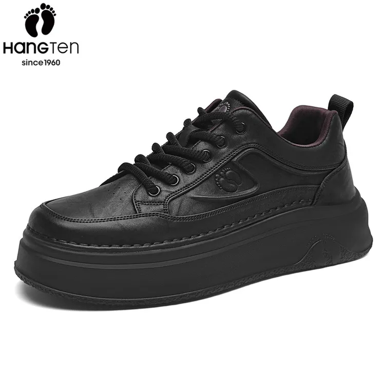 美国欢腾男鞋2025冬季新款黑色复古休闲鞋厚底增高轻质低帮板鞋