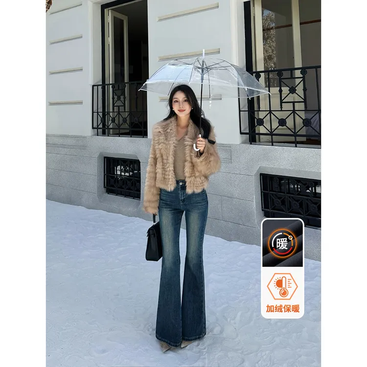 秋冬季新款加绒牛仔裤女2025爆款显瘦有弹力喇叭裤穿搭狂欢季好物