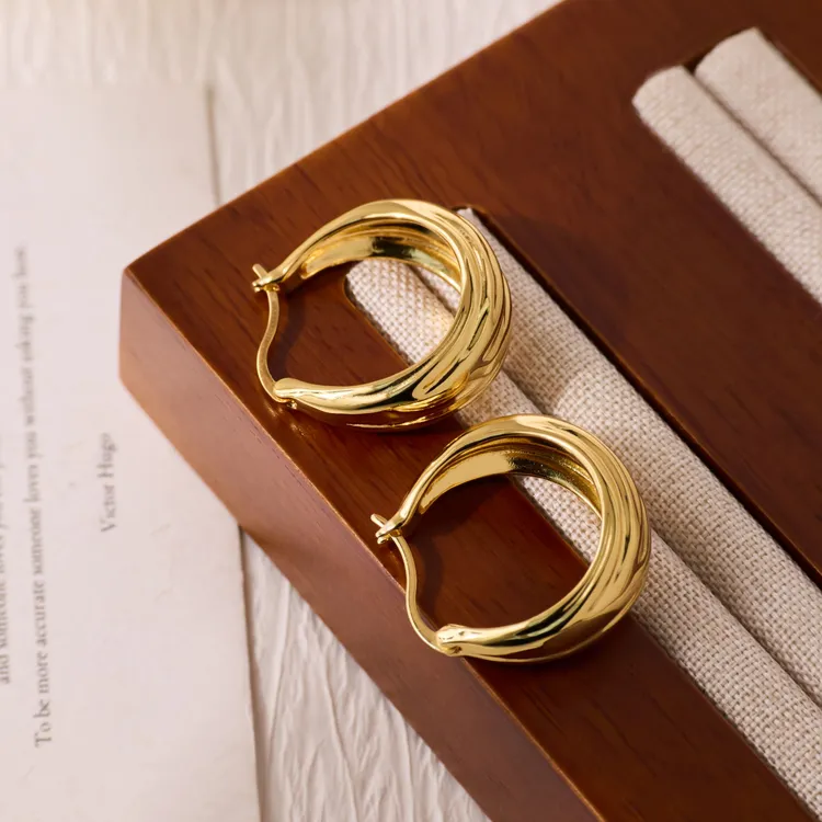 丽沁LIQIN耳饰 褶皱圆圈耳环百搭高级简约时尚气质小众ins个性