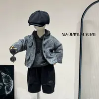【实体品牌】2025秋新套装毛呢外套卫衣韩版男童洋气潮酷宽松AT961