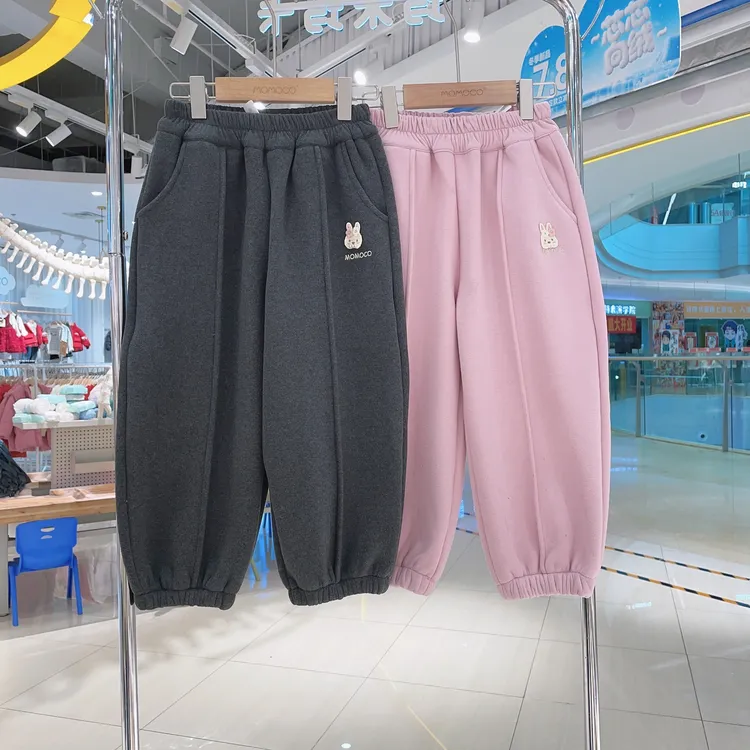 MOMOCO女童冬季新款百搭可爱兔子加绒束脚卫裤77830358036&35